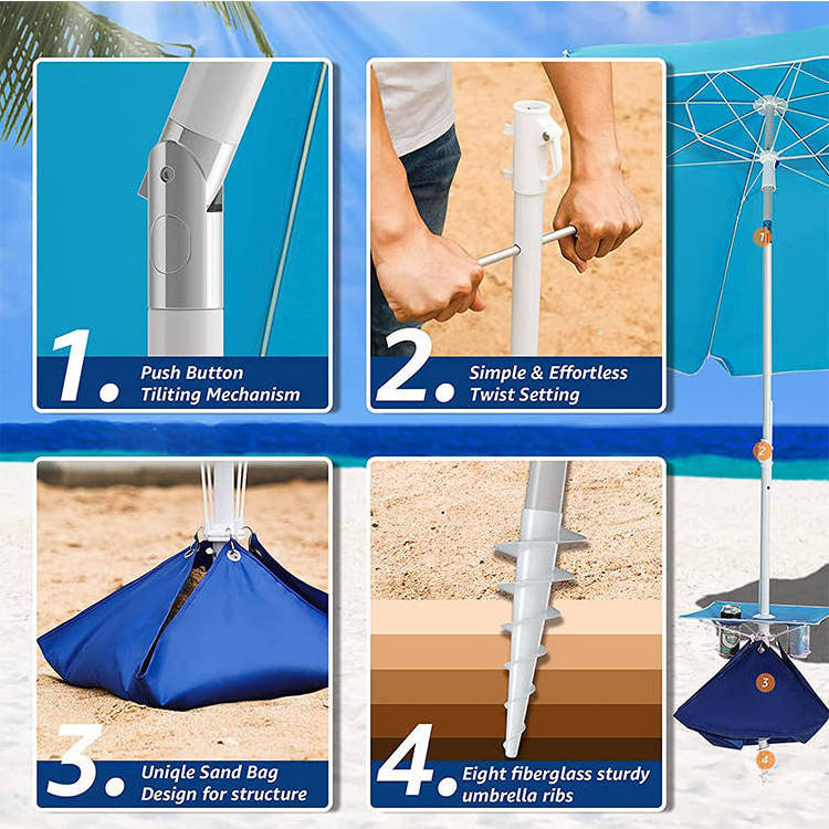 LS Sun Umbrella Beach Patio Fabric Waterproof  Portable Sport Brella Beach Umbrella Telescopic Beach Umbrella