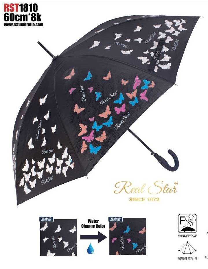 LS Rainy 23inch 8 ribs automatic windproof cosplay changing color magic straight umbrella