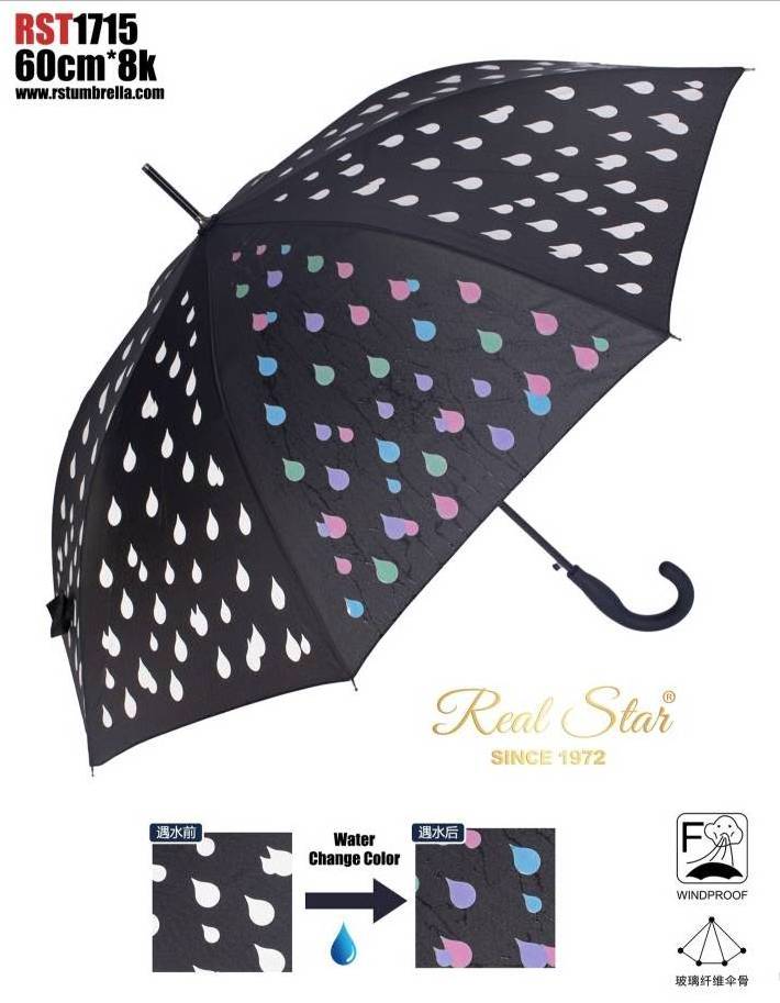 LS Rainy 23inch 8 ribs automatic windproof cosplay changing color magic straight umbrella