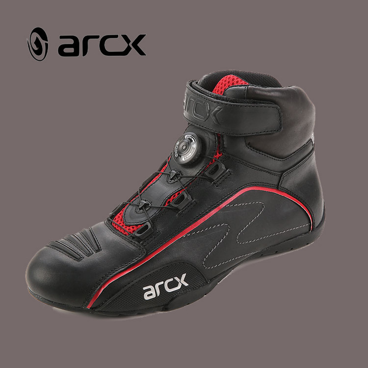 ARCX Ankle Leather Motorcycle Boots with ATOP Rotating Button Mens Racing Boots