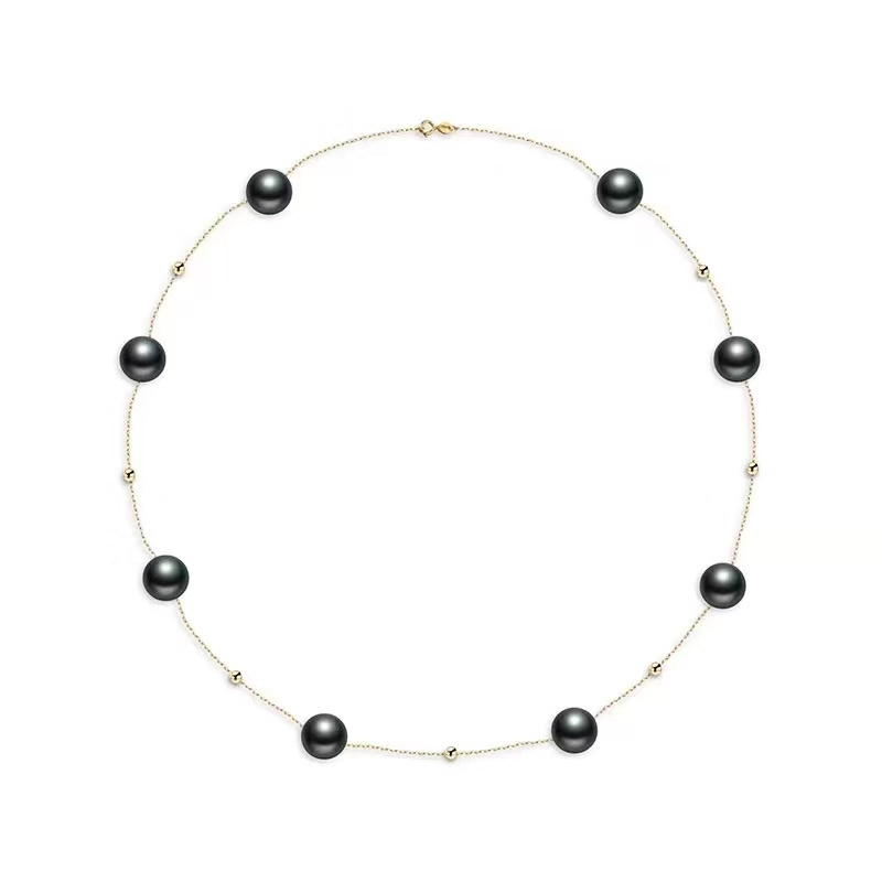 Wholesale jewelry classic 18k gold natural tahitian pearl necklace