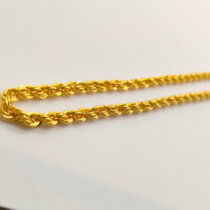 Pure Gold Hip Hop Jewelry18/20inch Yellow Gold Rope Chain 18K Gold Men Necklace