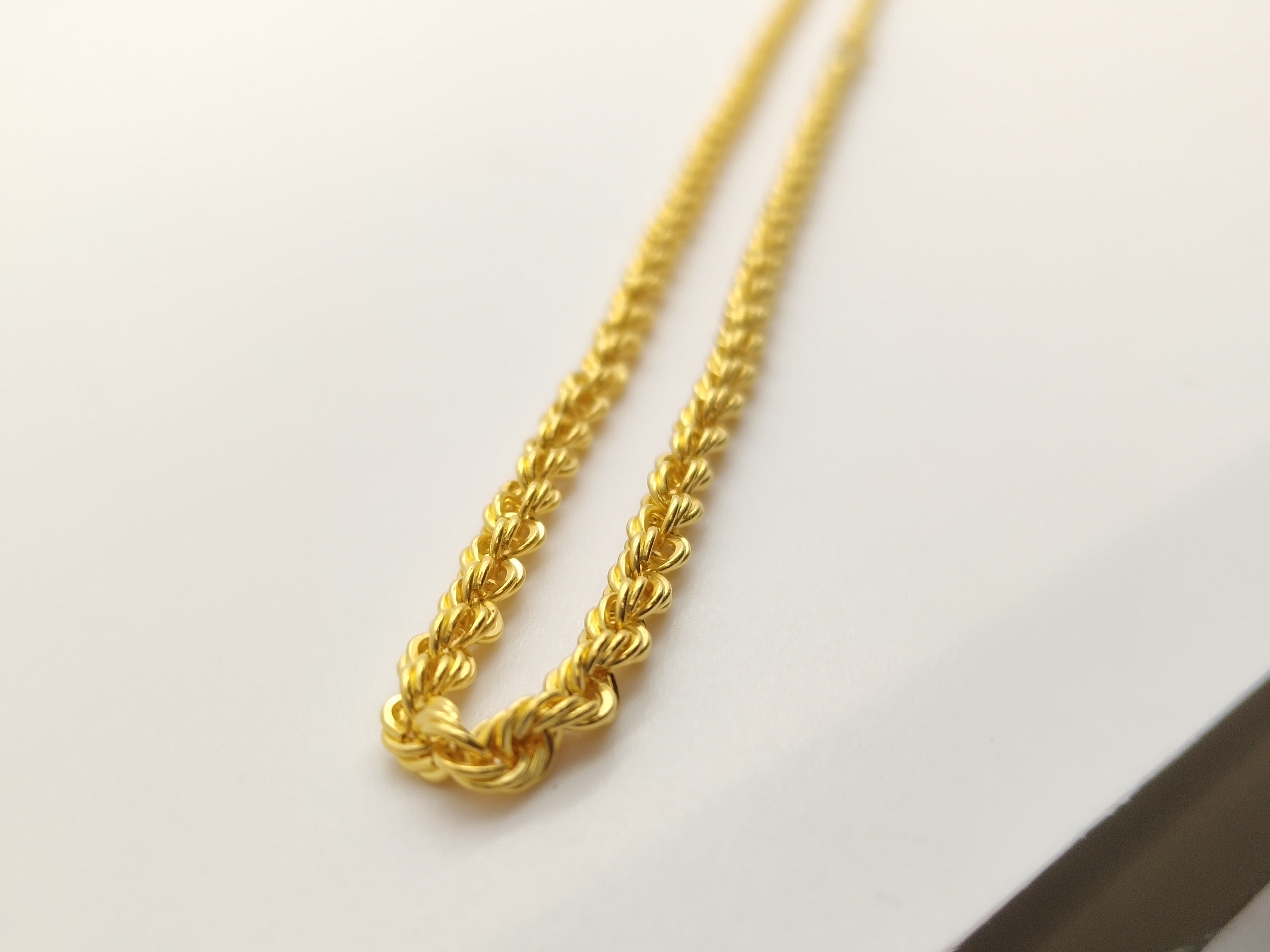 Pure Gold Hip Hop Jewelry18/20inch Yellow Gold Rope Chain 18K Gold Men Necklace