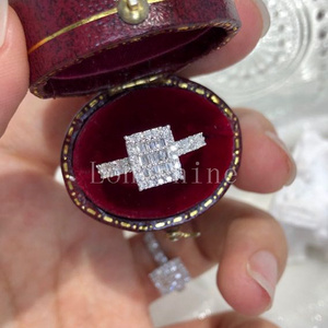 2021 18K Gold White Color new natural baguette diamonds rock candy design Fashion Diamond Ring