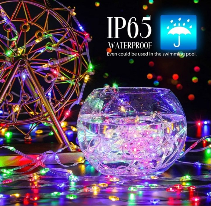 IP65 Outdoor Christmas Multicolor LED Rope Lights Clear Wire 8-Mode PVC String Lights Tree Lights Plug in