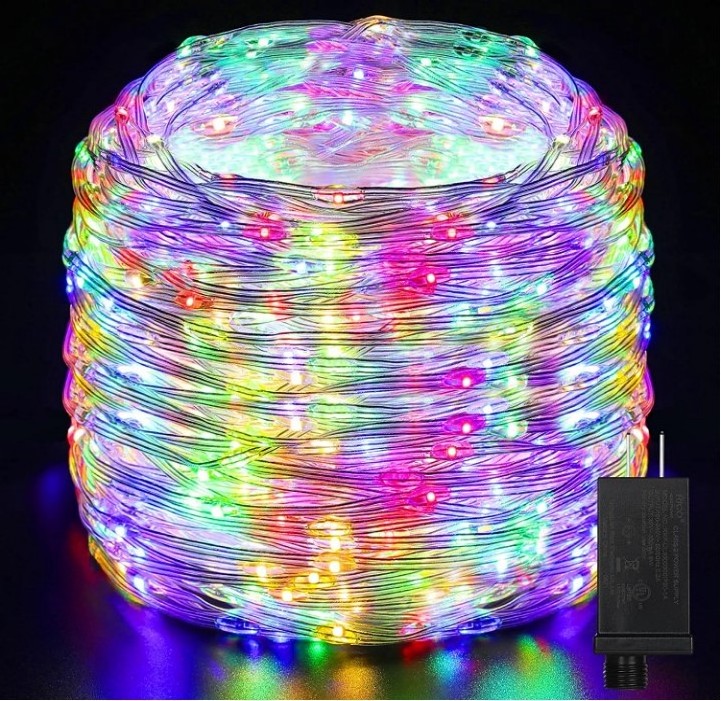 IP65 Outdoor Christmas Multicolor LED Rope Lights Clear Wire 8-Mode PVC String Lights Tree Lights Plug in