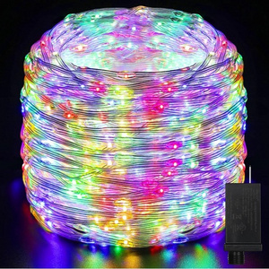 IP65 Outdoor Christmas Multicolor LED Rope Lights Clear Wire 8-Mode PVC String Lights Tree Lights Plug in