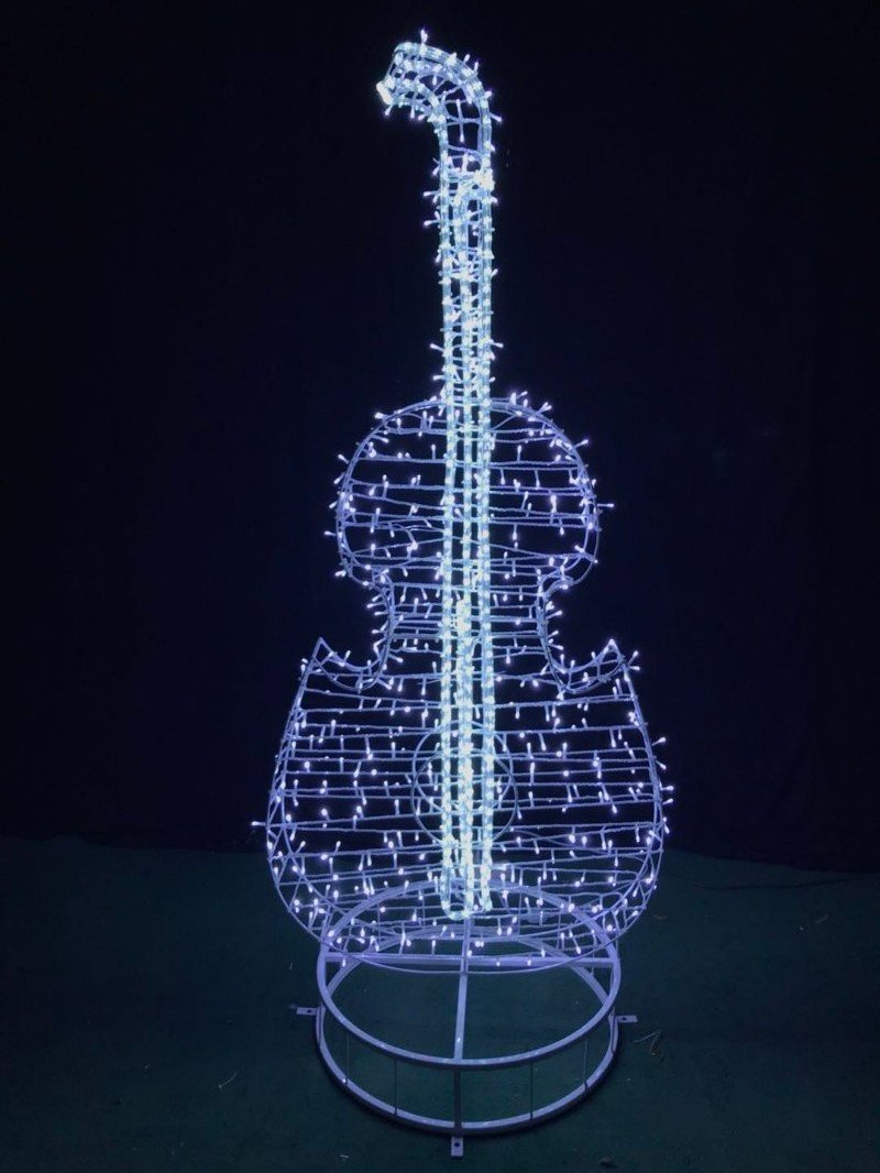 3D Large LED musical notes harp piano guita horn pipa bass tuba sculpture holiday christmas motif lights