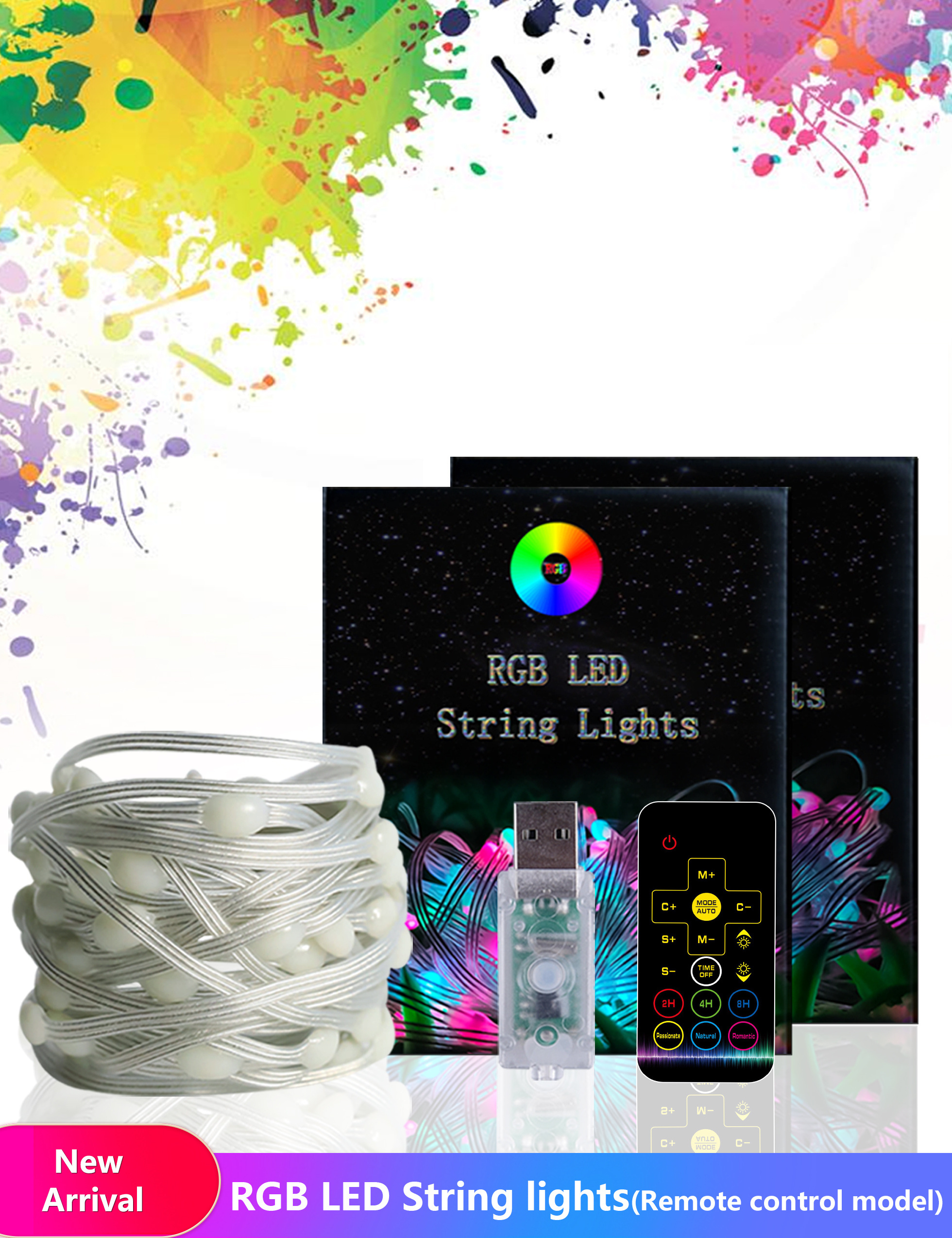 Tuya Wifi Smart Light String RGB LED App Control Clip Light Work With Alexa/Google Assistant Christmas Decoration Light