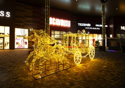 LED 3D Reindeer Motif light Christmas sleigh lights for Shopping Mall Decoration Deer Pumpkin Cart