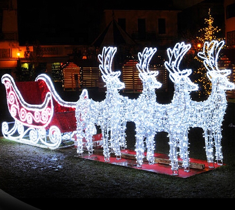 LED 3D Reindeer Motif light Christmas sleigh lights for Shopping Mall Decoration Deer Pumpkin Cart