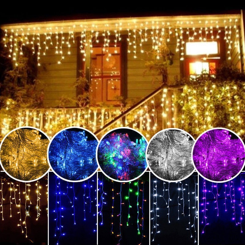 Merry Christmas LED Icicle Lights Wall Window Hanging Curtain Fairy String Lights for Wedding Birthday Party