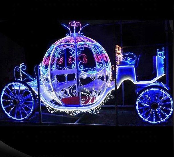 LED 3D Reindeer Motif light Christmas sleigh lights for Shopping Mall Decoration Deer Pumpkin Cart