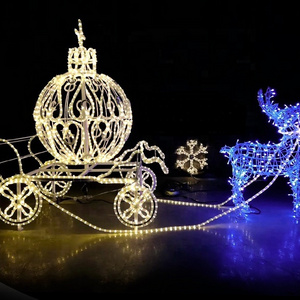 LED 3D Reindeer Motif light Christmas sleigh lights for Shopping Mall Decoration Deer Pumpkin Cart