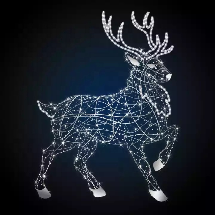 Waterproof high Christmas quality garden led animal string light lighted reindeer for street decoration connectable serial