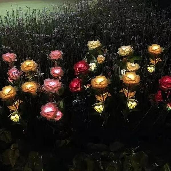 Solar LED Simulated Rose Flower Light for Garden Lawn Landscape Decoration