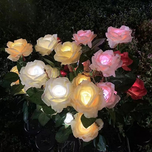 Solar LED Simulated Rose Flower Light for Garden Lawn Landscape Decoration