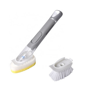 Hot Selling Cleaning Brush Kitchen Dish Washing Scrubber Liquid Adding Pot Sponge Brush