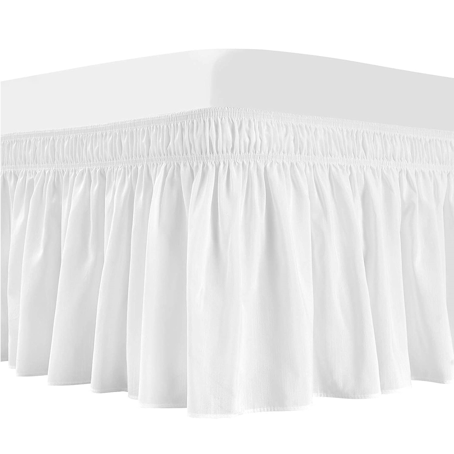 Purefit Wrap Around Ruffled Bed Skirt with Adjustable Elastic Belt Drop Easy to Put on Wrinkle Free Bedskirt Dust Ruffles