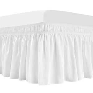 Purefit Wrap Around Ruffled Bed Skirt with Adjustable Elastic Belt Drop Easy to Put on Wrinkle Free Bedskirt Dust Ruffles