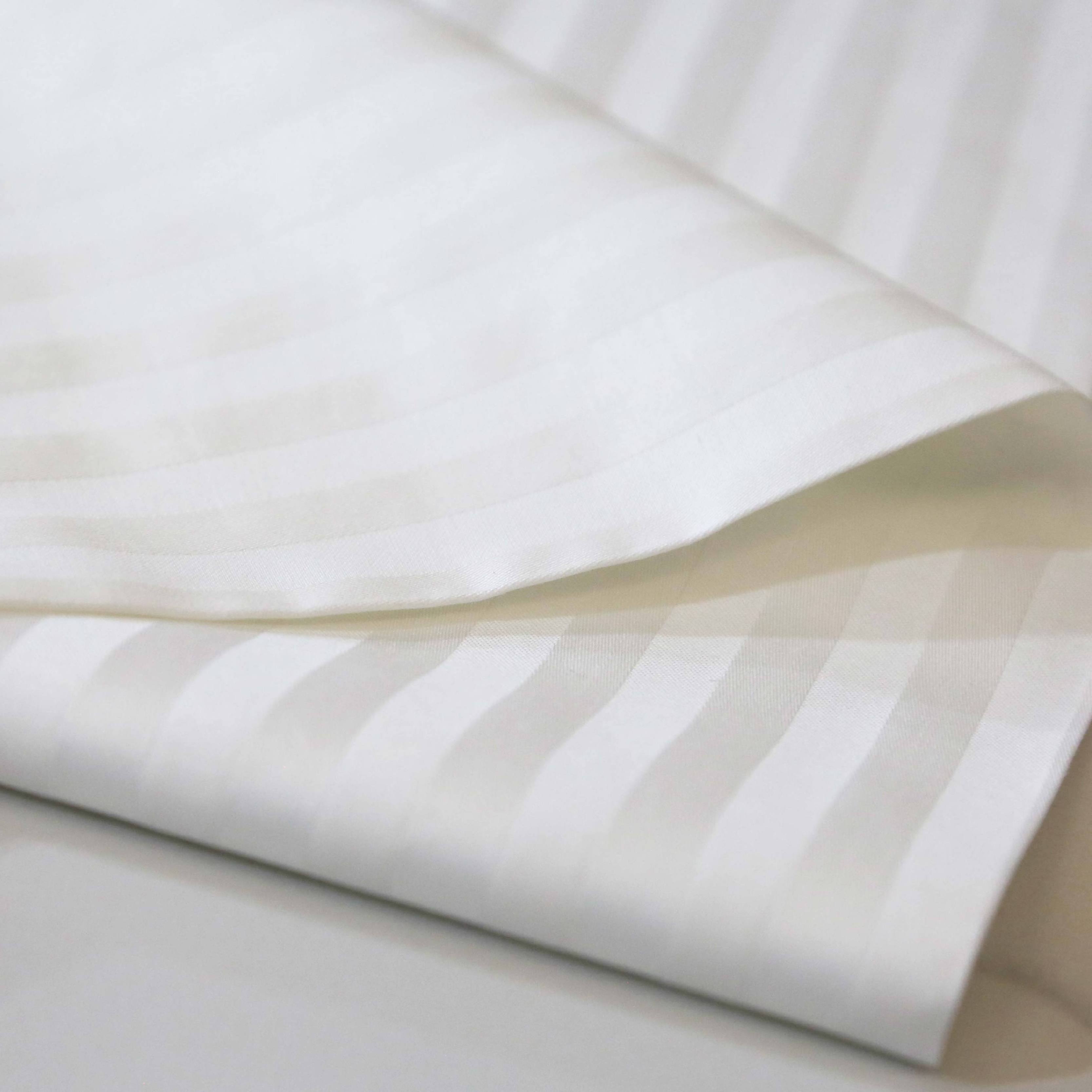 250 Thread Count Long Staple Premium solid color Cotton Sateen Weave 3cm satin stripe for Hotel Bedding