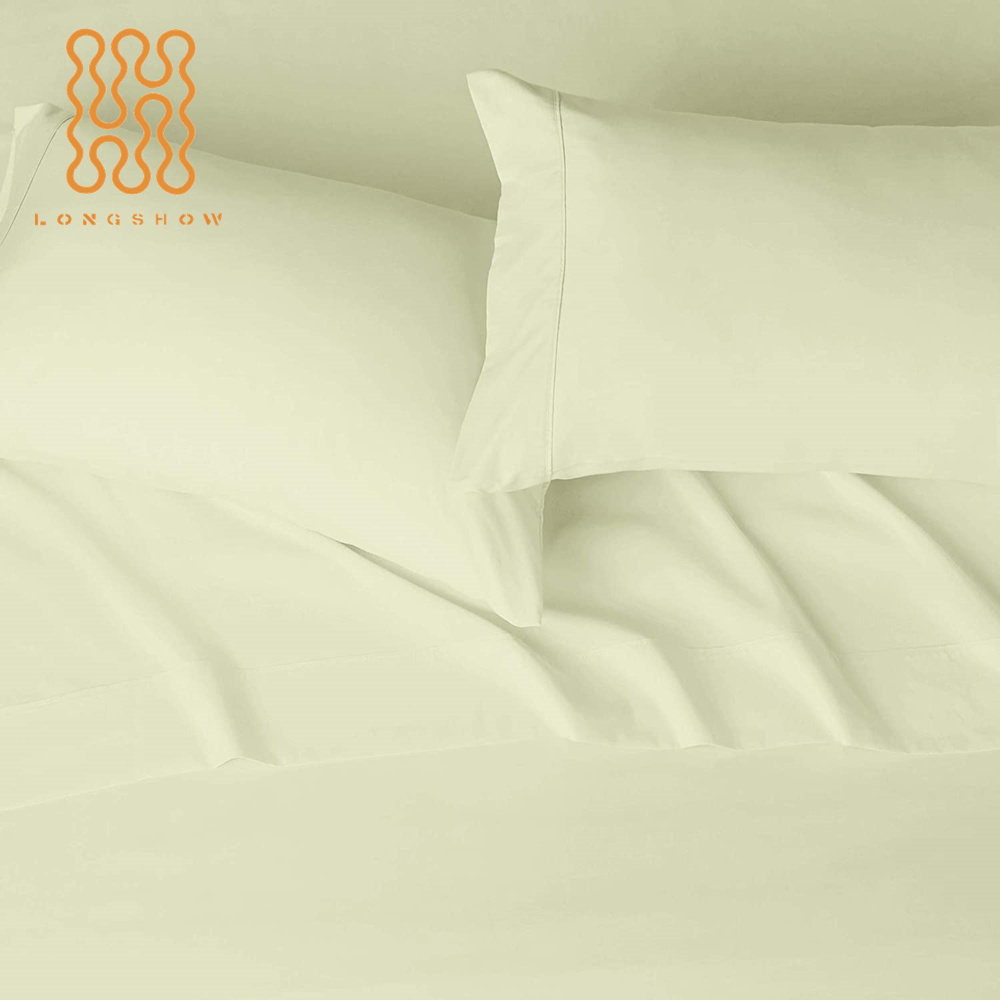 Wholesale hotel quality 200 Thread count polycotton/100% cotton solid color bed sheet set