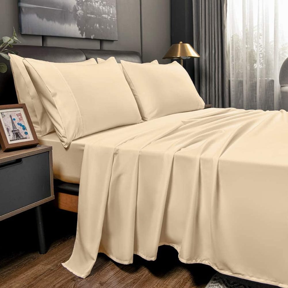 Soft Like 1800tc egyptian cotton sheet sets Home 4 Piece Microfiber Bed Sheet for Solid Color Comforter Bedsheet Bedding Set