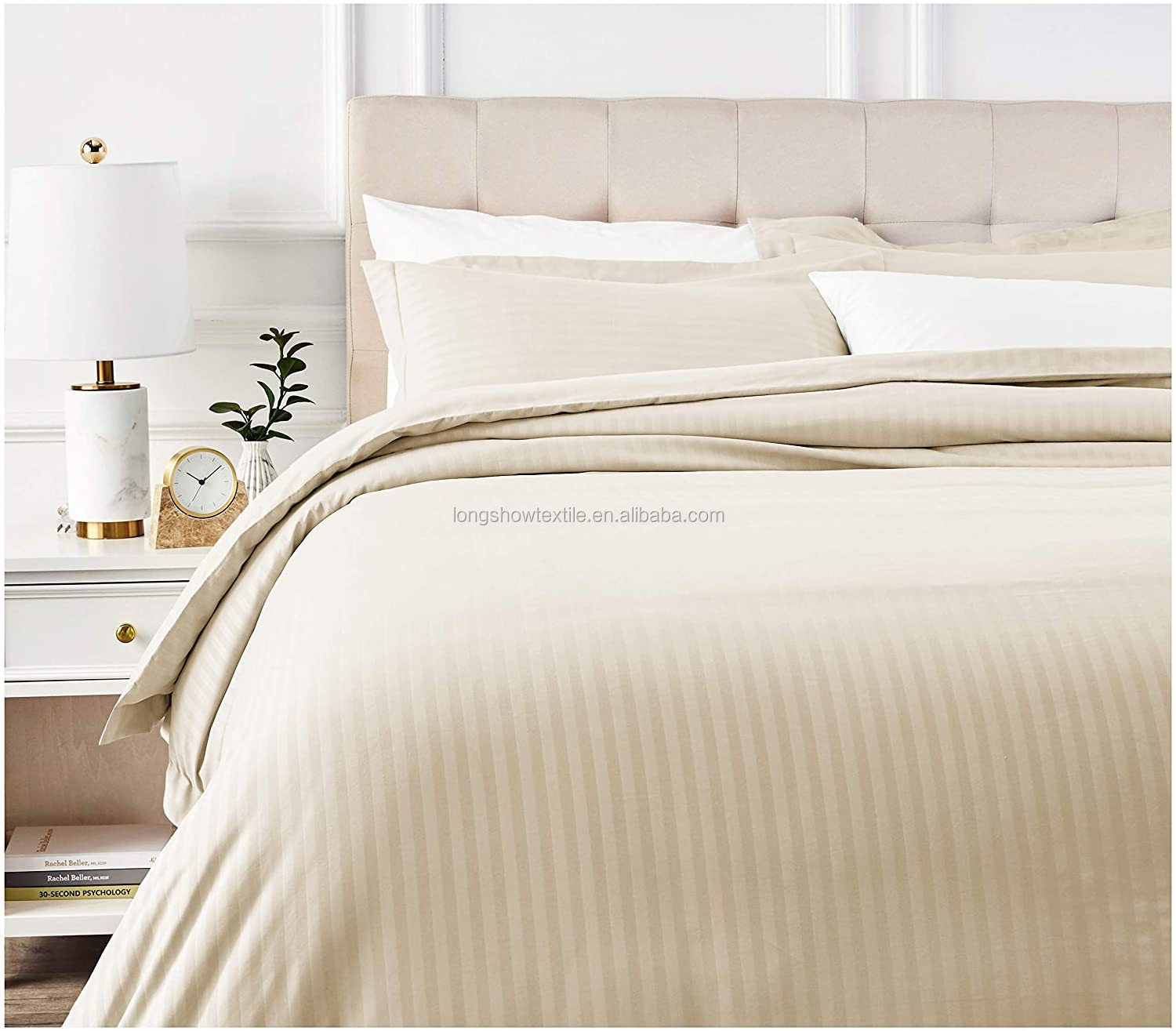 OEM Factory Wholesale Collection Hotel 3CM White Stripe Flat Sheet Duvet Cover for home textile