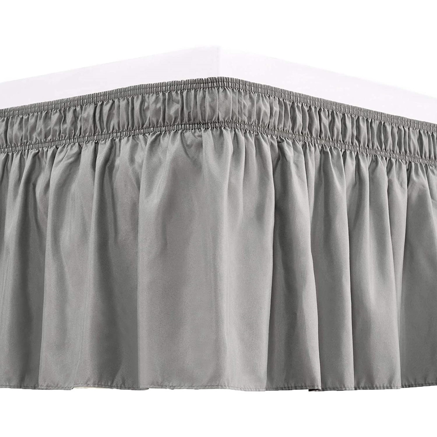 Purefit Wrap Around Ruffled Bed Skirt with Adjustable Elastic Belt Drop Easy to Put on Wrinkle Free Bedskirt Dust Ruffles