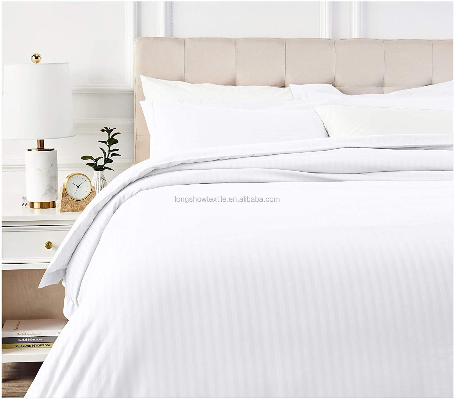 OEM Factory Wholesale Collection Hotel 3CM White Stripe Flat Sheet Duvet Cover for home textile