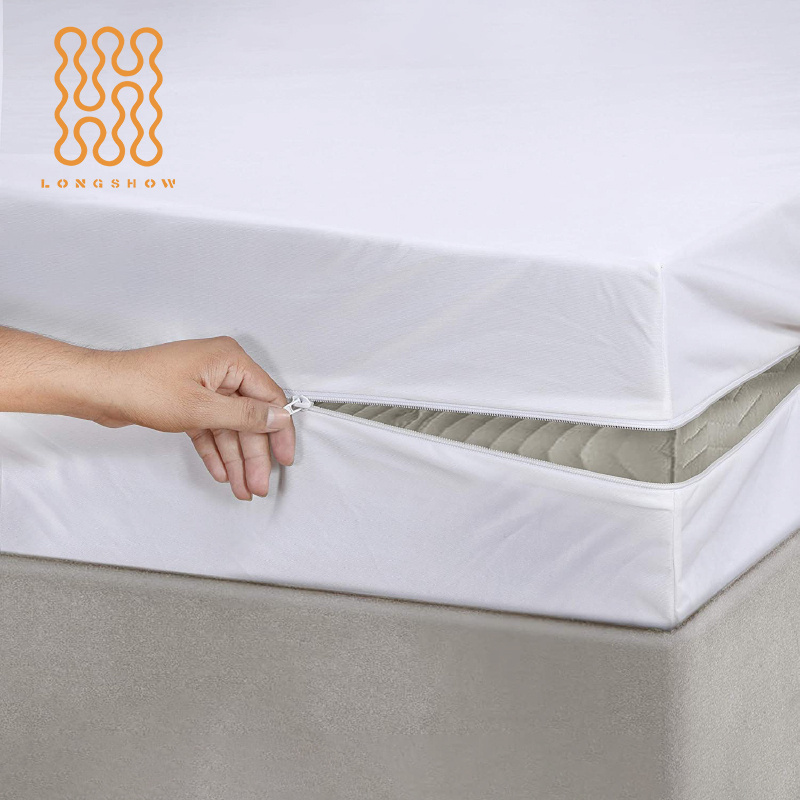 Zippered Mattress Encasement Water Resistant Mattress Cover Absorbent Breathable and Stretchable 6-Sided Mattress Protector