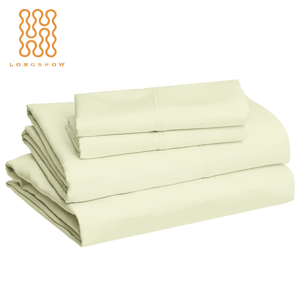 Wholesale hotel quality 200 Thread count polycotton/100% cotton solid color bed sheet set