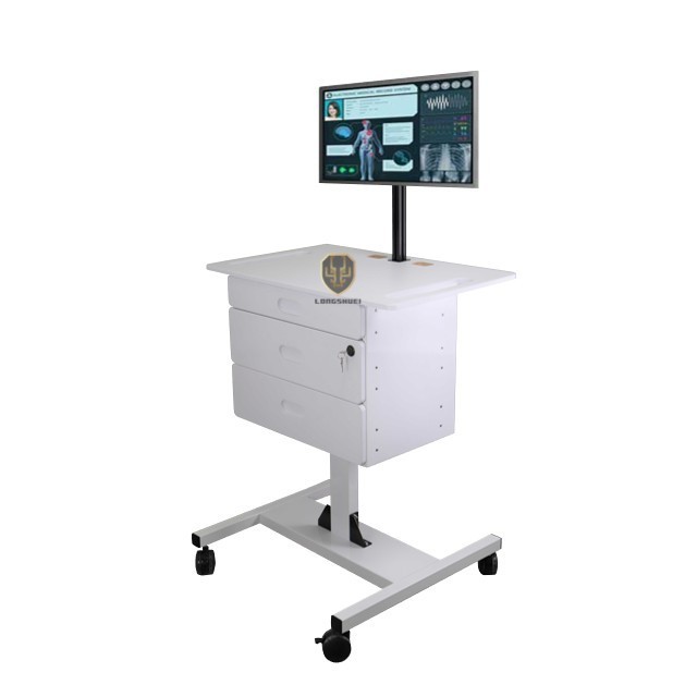 hospital furniture computer monitor medical trolley cart for Defibrillator device