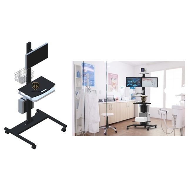 Medical Trolley Cart for Hospital Dental Clinic with Monitor Mount Oral Scanner Holder CPU Holder Box Nurse Mobile Workstation