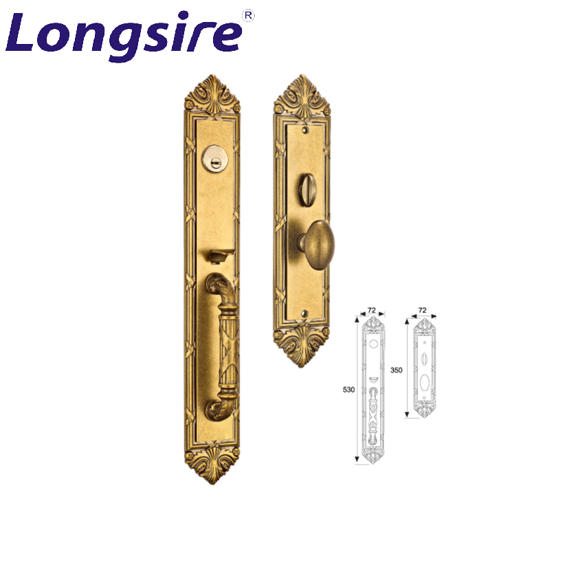 Luxury European Style Villa Gate Double Sided Door Handle Set Lock Zinc Alloy Entry Door Grip Handle Lock Set