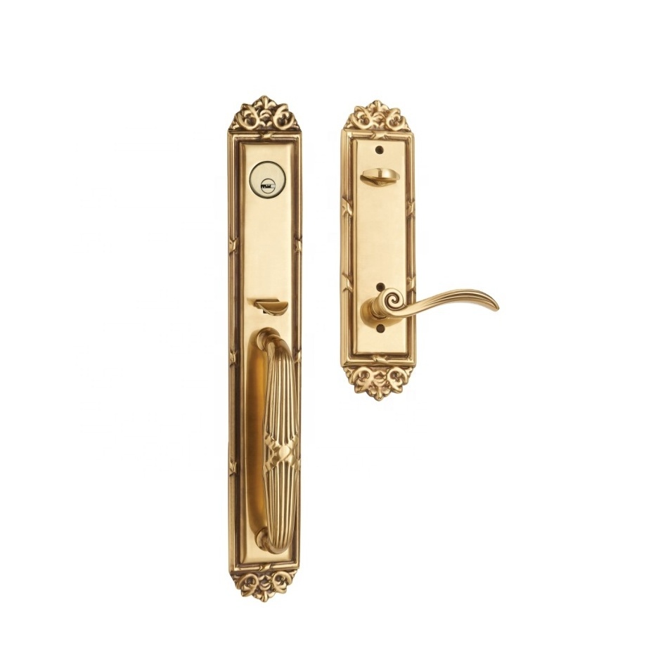 Luxury European Style Villa Gate Double Sided Door Handle Set Lock Zinc Alloy Entry Door Grip Handle Lock Set