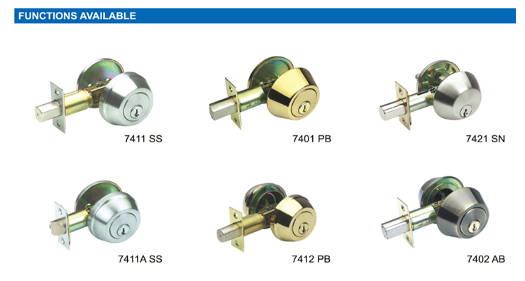 USA ANSI Standard deadbolt bedroom door lockset with keys single cylinder brass latch deadbolt door lock