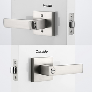 Interior security  privacy  bathroom door handle levers satin nickel finished knobs lockset bed/bath room heavy duty lock