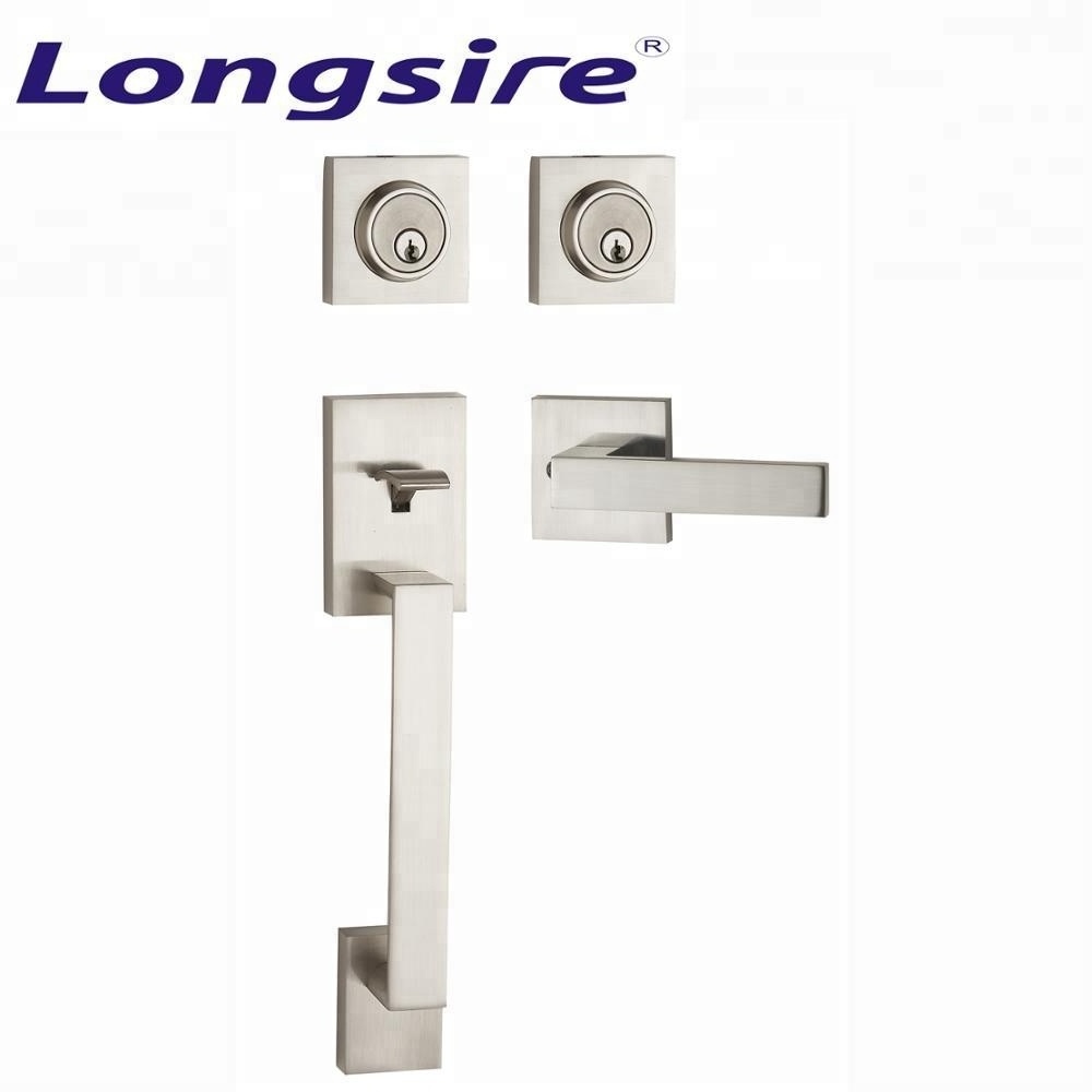 USA  ANSI grade bedroom grip set entry handleset front door single cylinder key deadbolt door handle lock set