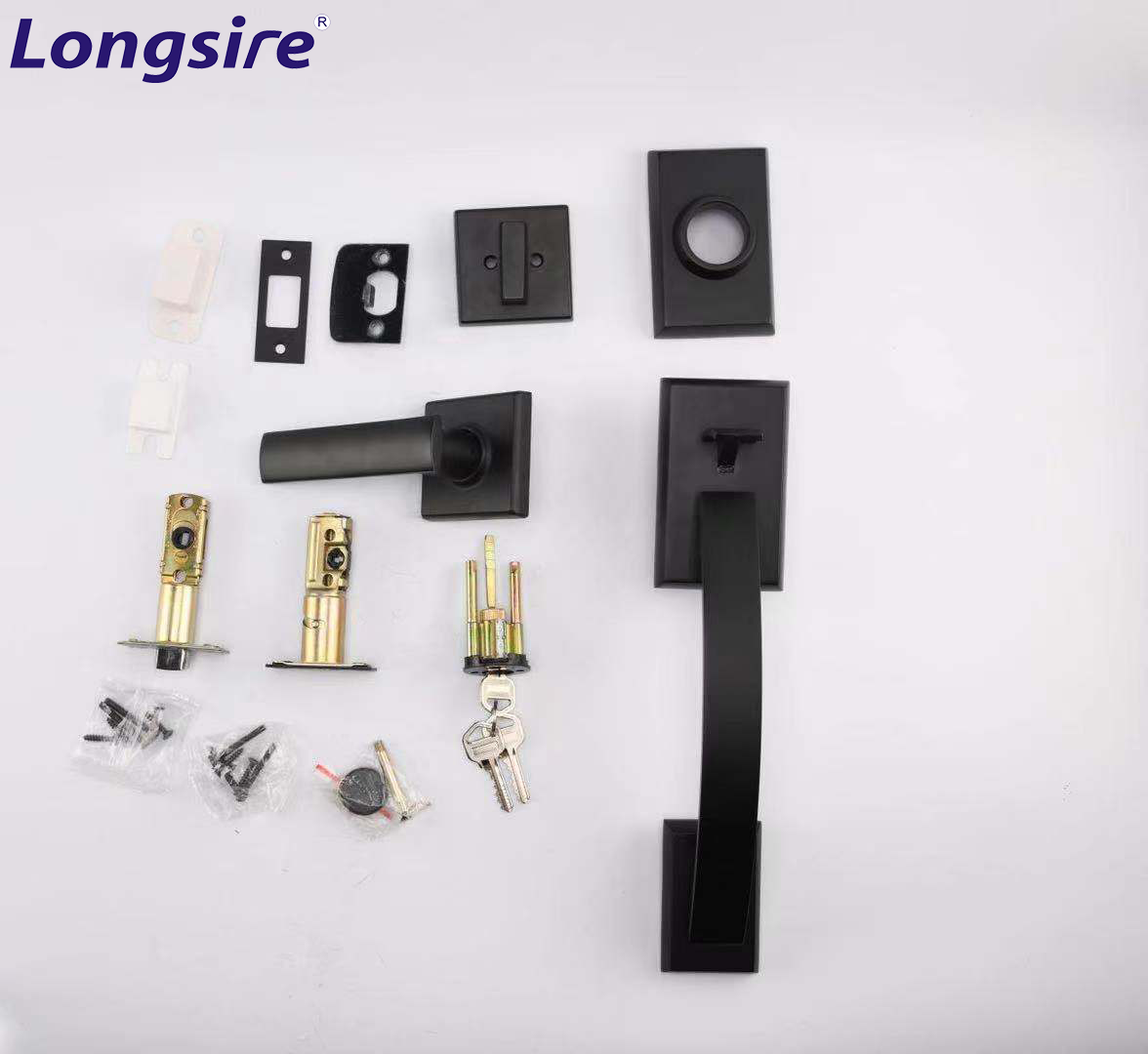 USA  ANSI grade bedroom grip set entry handleset front door single cylinder key deadbolt door handle lock set