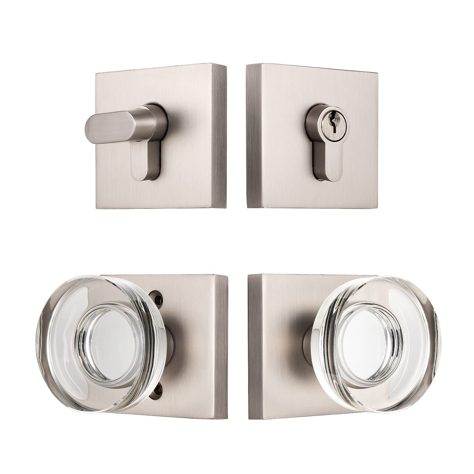 Round Glass Door Lock Crystal Combination Door Knobs For Interior Doors Cylinder Locks&Keys