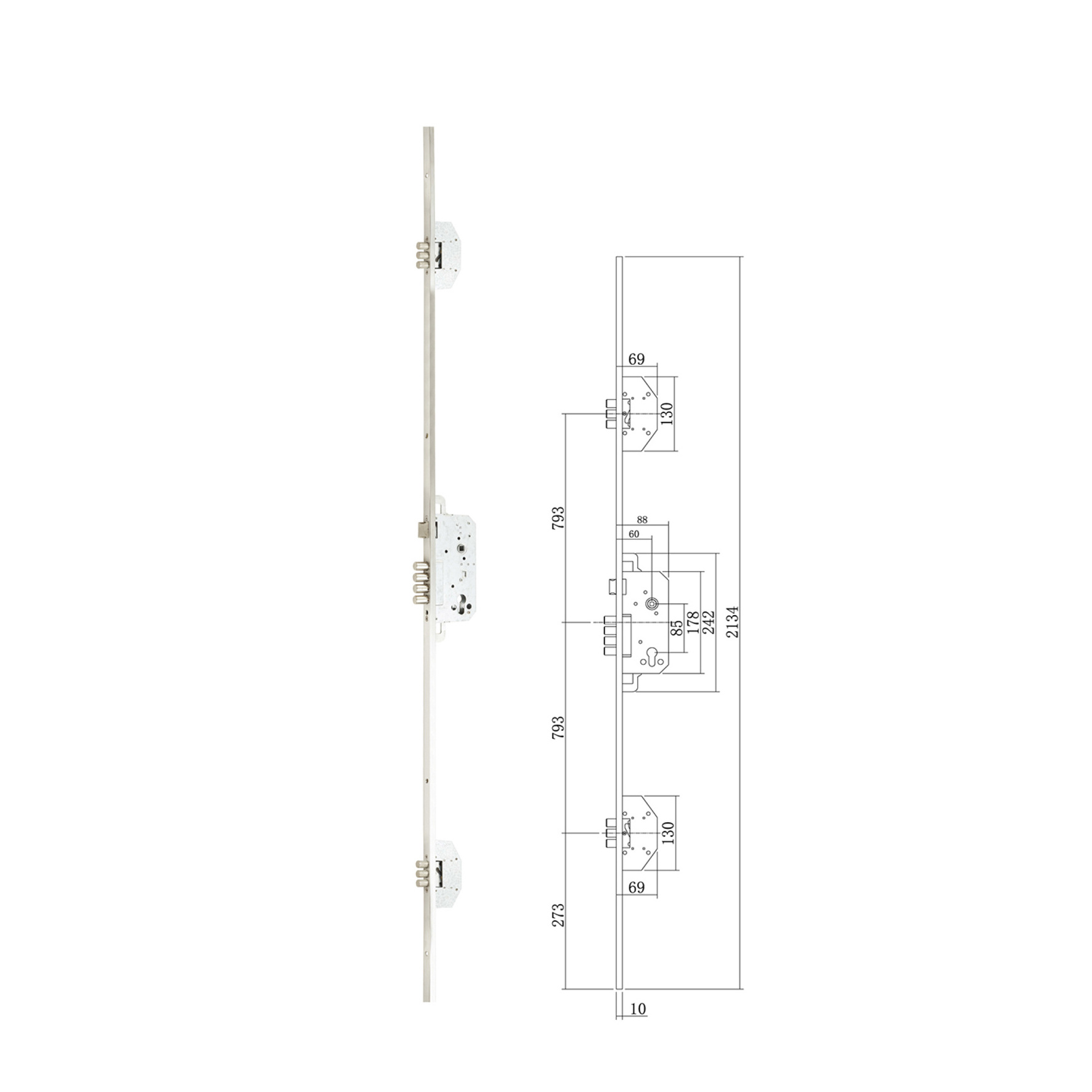 High-Security Locksmith Tools Multipoint Latch Mortise Door Lock Body MPL Locks&Keys Set