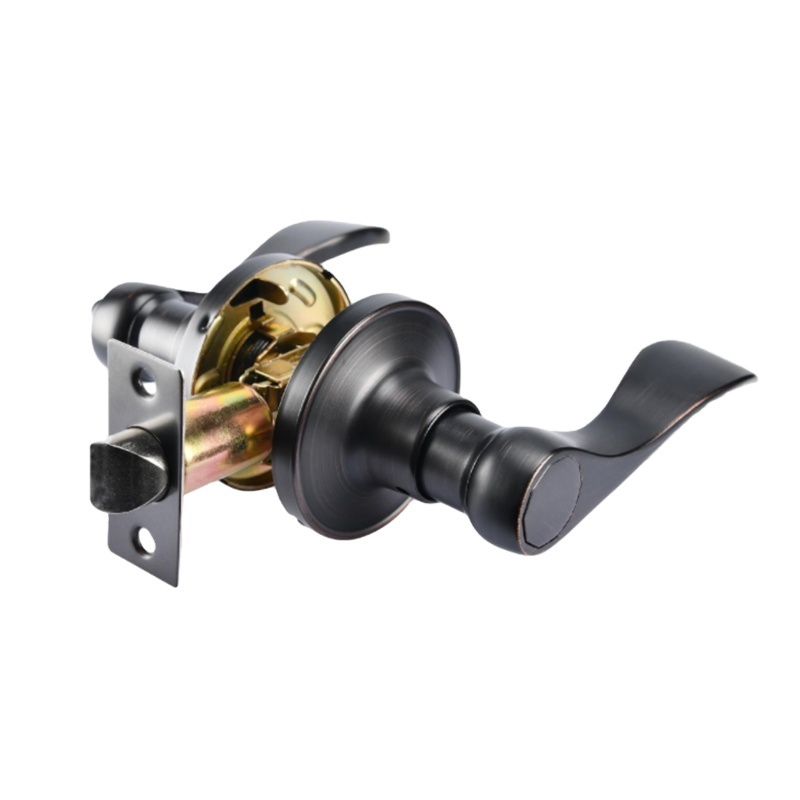 Black Door Handle, Traditional Wave Style Matte Black Reversible Door Lever for Interior Doors and Closet lever lock