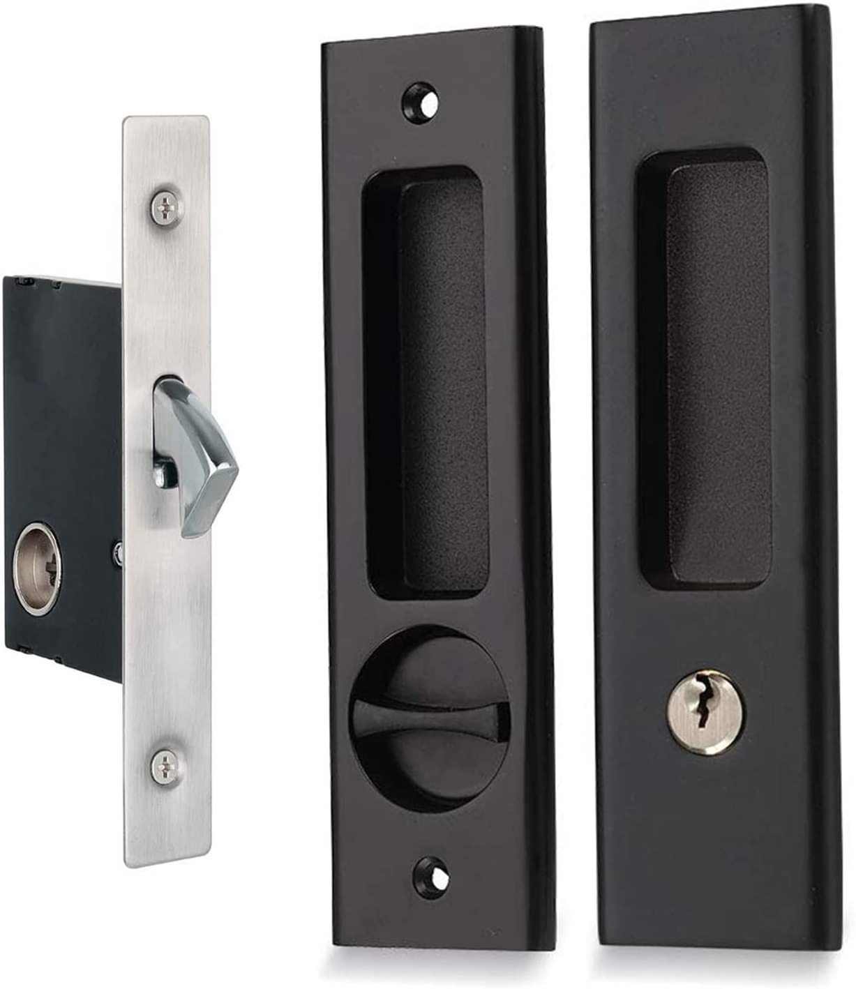 Sliding Barn Door Mortise Latch Lock Invisible Recessed Handle Latch Interior Wood Pocket Door Lock Furniture Hardware