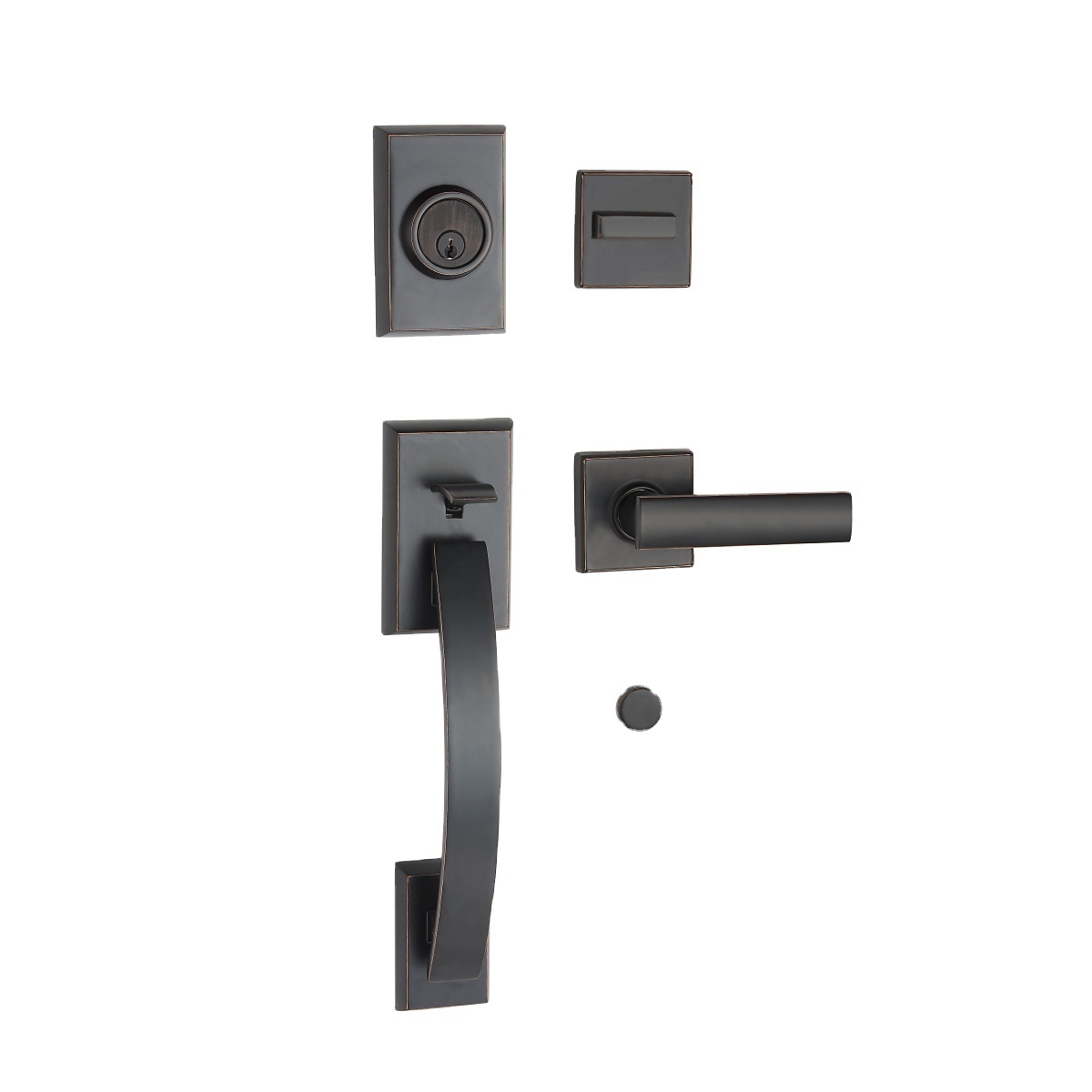 ORB Deadbolt Front Door Matte Black Security Front Wooden Steel Door Exterior Door Lock Set Handles