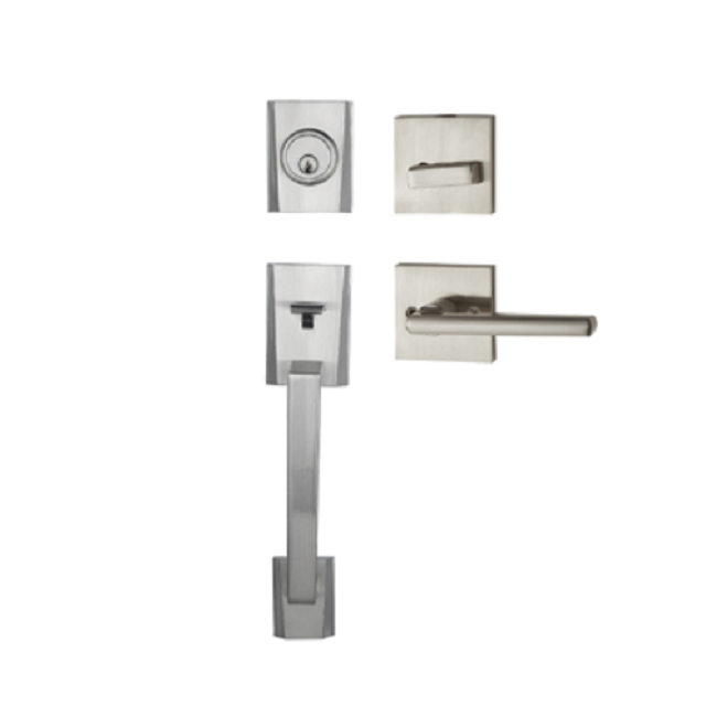 Modern grip door lever handle lock with keys for main exterior door lockset