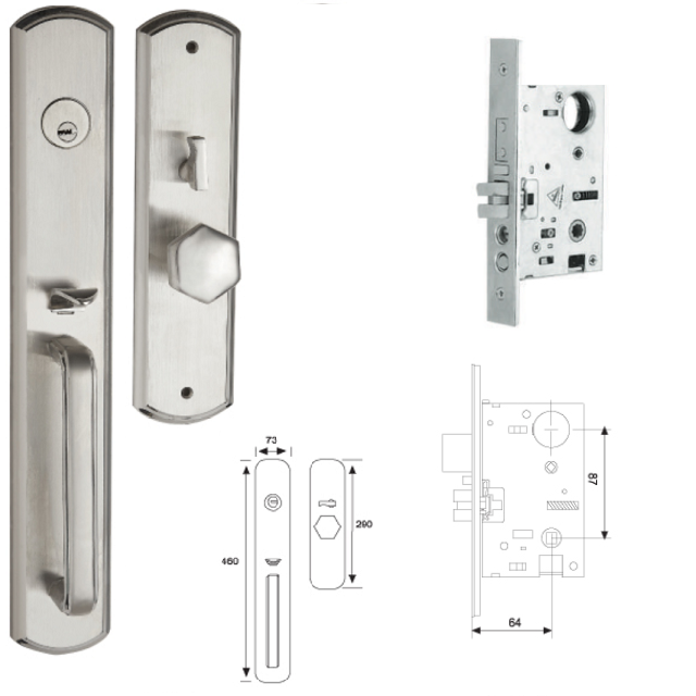 Elegant Deadbolt Cylinder Grip Handle Handleset Door Lock Exterior Door Para Puertas De Madera with Brass Villa Door Handle Lock