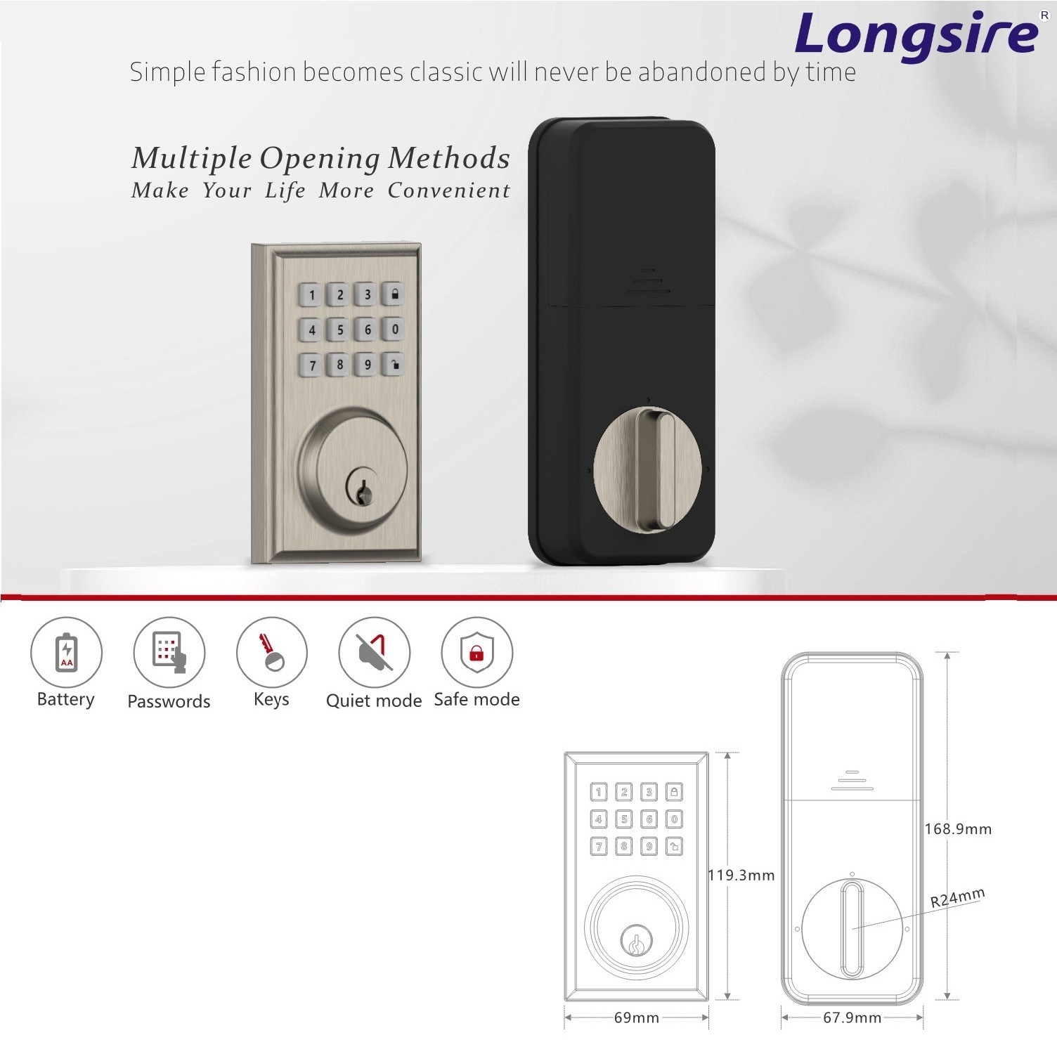 Canada Market Combination Code Door Lock Handle Set TTLock Smart Deadbolt Lock Auxiliary Digital Door Lock Mechanical Keys