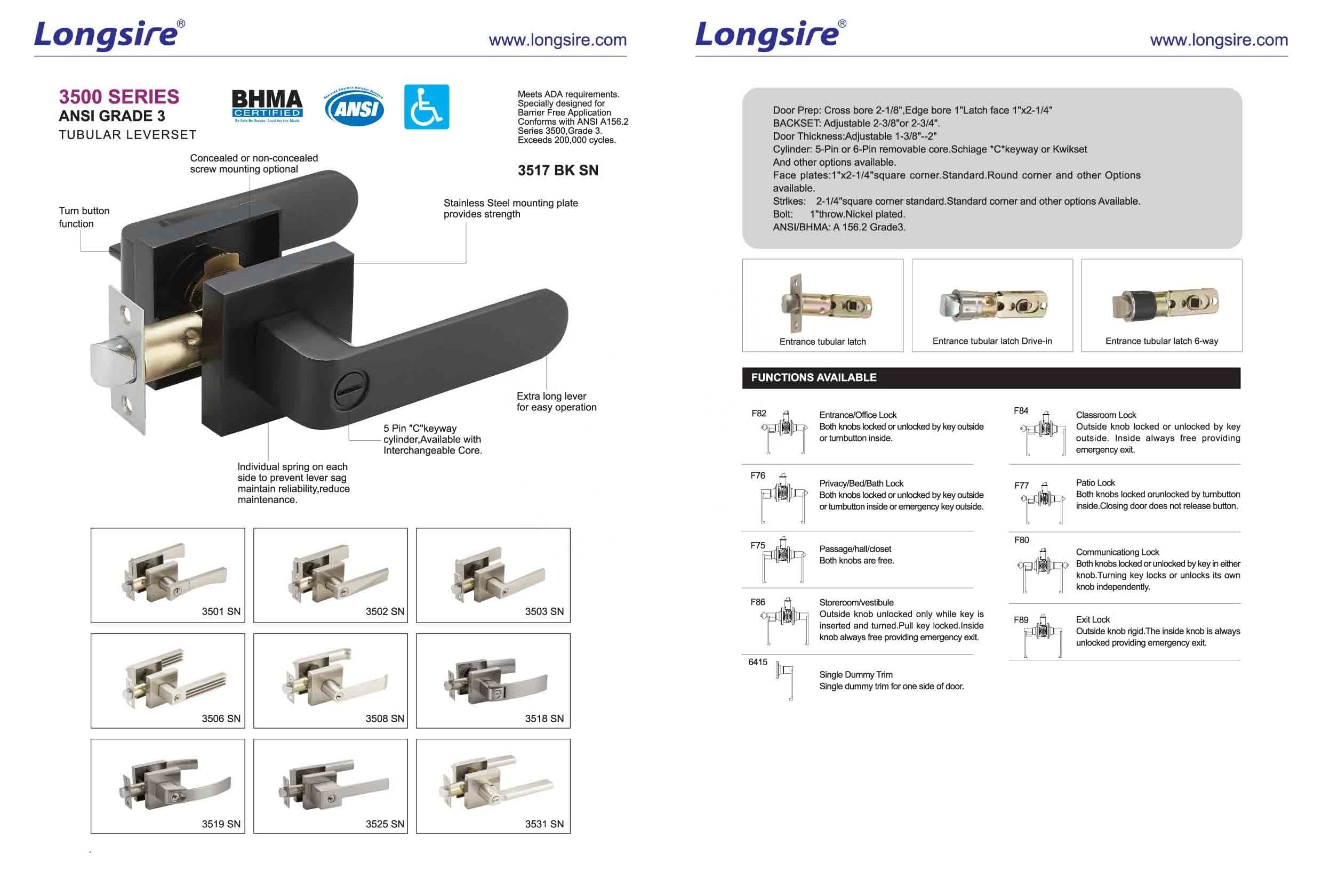 Tubular lever storage locker door handle lock storeroom classroom hotel room office room lever lock