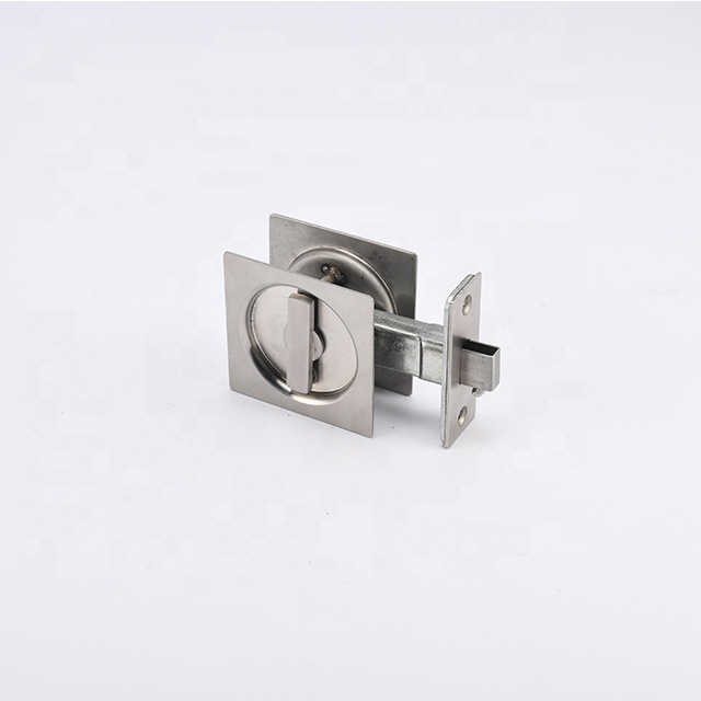 Interior Sliding Door Lock With Key Coin Hole Invisible Recessed Handle Latch Pocket For Bathroom Kitchen Etc